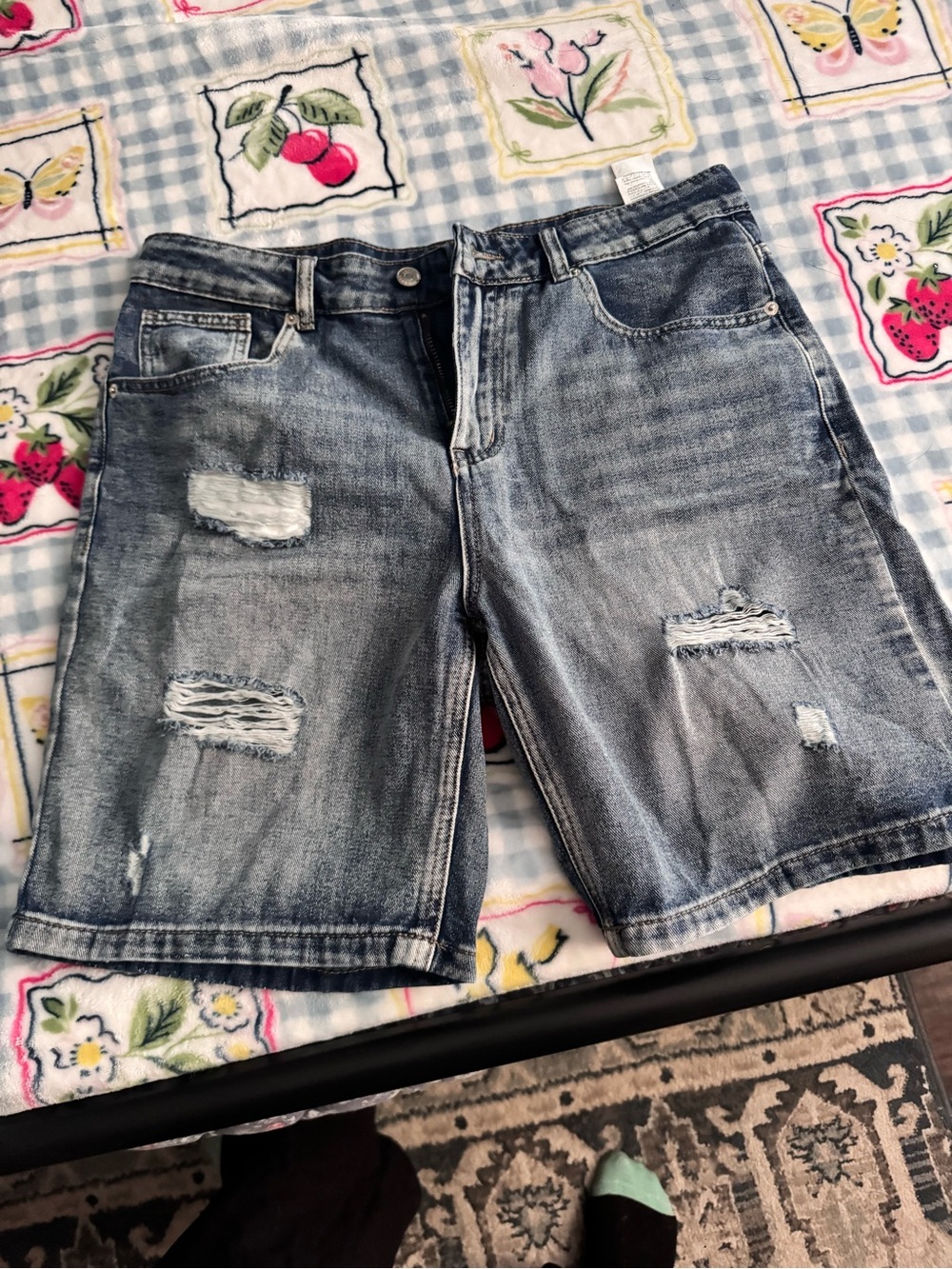 NFINITY Distressed Light Blue Men's Denim Shorts